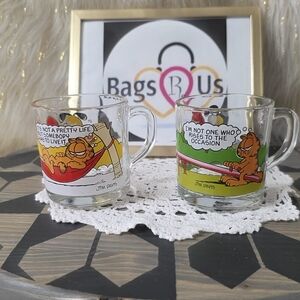 VINTAGE 1978-80 MCDONALD'S GARFIELD GLASS MUGS LOT OF 2 EXCELLENT